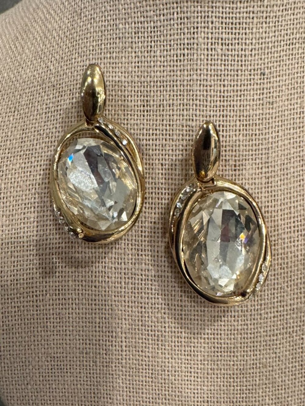 Crystal and Gold Drop Earring 1.2"